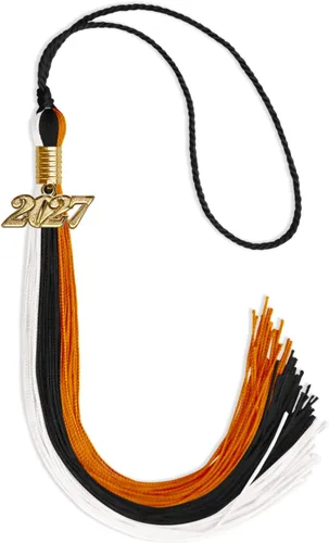 Vista 108 de Endea - Borla de graduación de triple color con gota de fecha dorada (negro/dorado/granate, 2020)