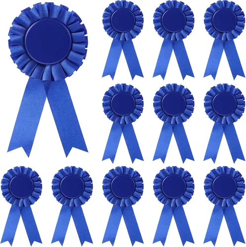 Vista 15 de Cinta de premio en blanco de 12 piezas, premio de premio de 1er lugar, medalla de roseta, cinta de participación de reconocimiento de victoria