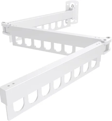 Vista 5 de Estante de secado de ropa plegable de acero al carbono, para montaje en pared, colgador de ropa de 45 pulgadas con ganchos para secar la ropa (gris)