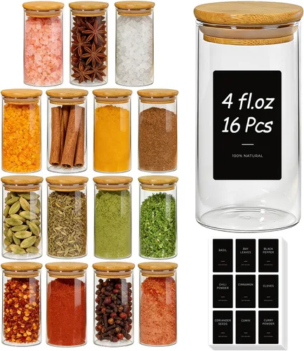 Vista 19 de ComSaf Juego de tarros de vidrio para almacenamiento de alimentos de 0.5 Qt, juego de 6 tarros de vidrio transparente con tapas, tarros