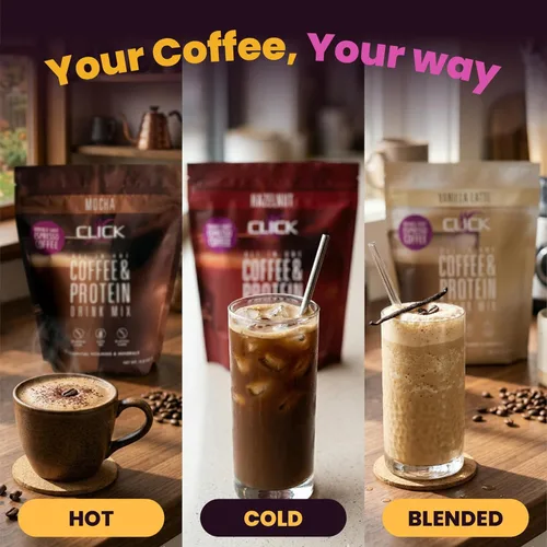 Vista 5 de CLICK Proteína de Café, Proteína y Café Real Todo en Uno, Bebida Nutricional de Reemplazo de Comida, Sabor Mocha, 23 Vitaminas Esenciales, Café