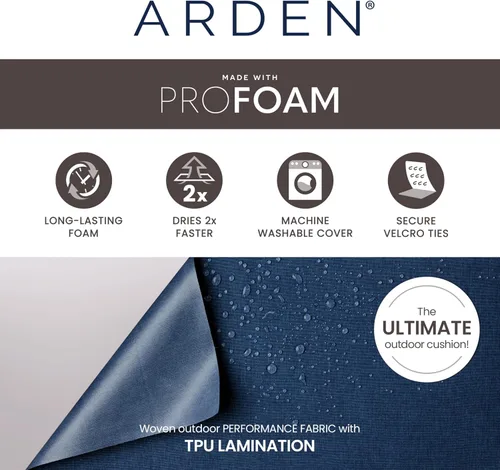Vista 4 de Cojín de Asiento de Comedor de Espuma Arden para Exteriores con Doble Ribete, 19 x 19 pulgadas, Fabricado con ProFoam, Resistente a la Lluvia