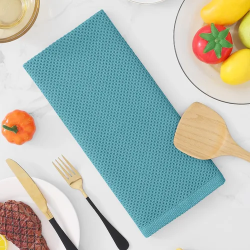 Vista 402 de Homaxy Paños de cocina de 100% algodón con tejido de gofre, ultra suaves, absorbentes, de secado rápido, 12 x 12 pulgadas, paquete de 6, amarillo