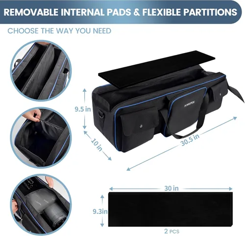 Vista 2 de YOREPEK Bolsa de transporte para trípode, bolsa de soporte ligero con 2 acolchados protectores, funda grande de 30.5 pulgadas para equipo de estudio