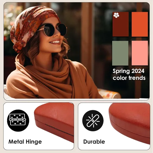 Vista 3 de MyEyeglassCase Estuche rígido para lentes de sol, soporte para lentes de mujer, funda grande y duradera para gafas con funda rígida con bolsa y tela