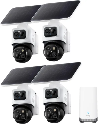 Vista 11 de eufy Security eufyCam S4 kit de 2 cámaras, cámara de seguridad solar inalámbrica para exterior, cámara Bullet-PTZ de triple lente, 4K UHD