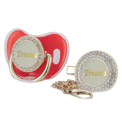 Vista 11 de Personalizado Cualquier nombre puede hacer personalizado Bling Chupete y Clip de Chupete (Oro Rosa)
