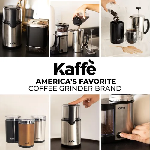 Vista 6 de Molinillo de Café Eléctrico Kaffe. Los Mejores Molinillos de Café para Uso Doméstico. (14 Tazas) Fácil Encendido/Apagado con Cepillo de Limpieza