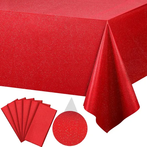 Vista 36 de 3 paquetes de mantel de plástico a cuadros negro y iridiscente, cubiertas de mesa rectangulares brillantes desechables con láser, mantel holográfico