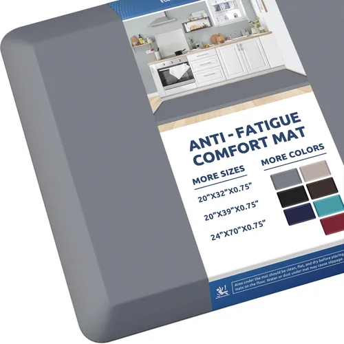 Vista 34 de KitchenClouds Alfombra de cocina acolchada anti fatiga, 17.3 x 60 pulgadas, impermeable, antideslizante, tapete de escritorio cómodo, para cocina