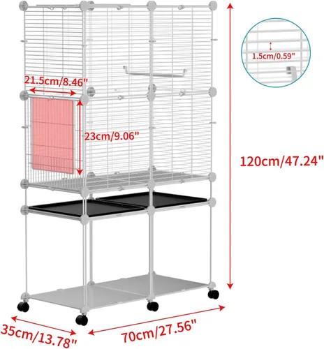 Vista 6 de STILLCOVE Jaula Grande de Pie para Pájaros, Jaula para Periquitos con Soporte Desmontable y Ruedas, Jaula de Vuelo Amplio para Loros, Cacatúa