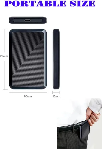 Vista 5 de Disco duro externo portátil ultra delgado de 250 GB, USB 3.1 tipo C, almacenamiento HDD para PC, Mac, portátil, PS4, Xbox one