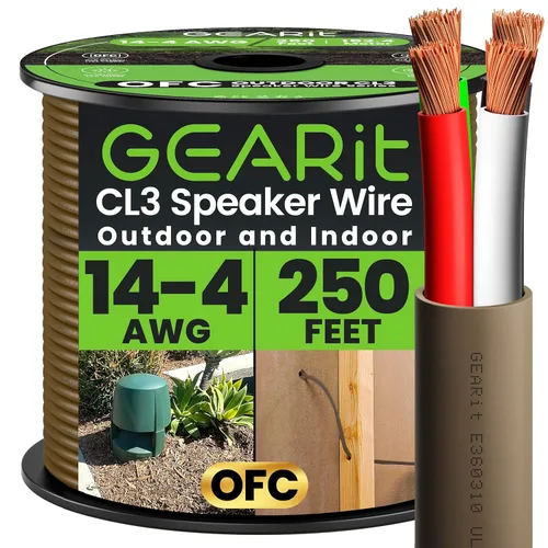 Vista 15 de GEARit Cable de altavoz de calibre 14, cable de calibre 14 con clasificación UL CL3 de 20 pies, alambre de cobre con marca de polaridad, cable