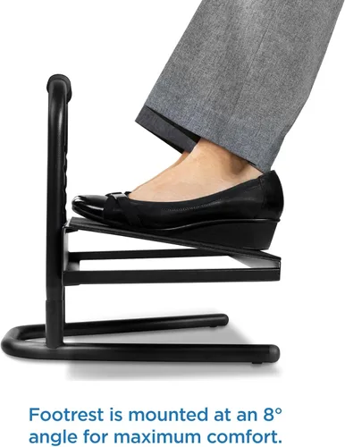 Vista 4 de Mount-It! Reposapiés de altura ajustable para estar de pie y sentarse, reposapiés independiente debajo del escritorio con asa y seis ajustes