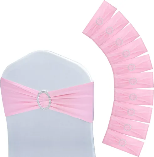 Vista 13 de Tegeme 80 bandas y lazos para silla, banda elástica de elastano con hebilla para bodas, banquetes de hotel, fiestas de cumpleaños y decoración a