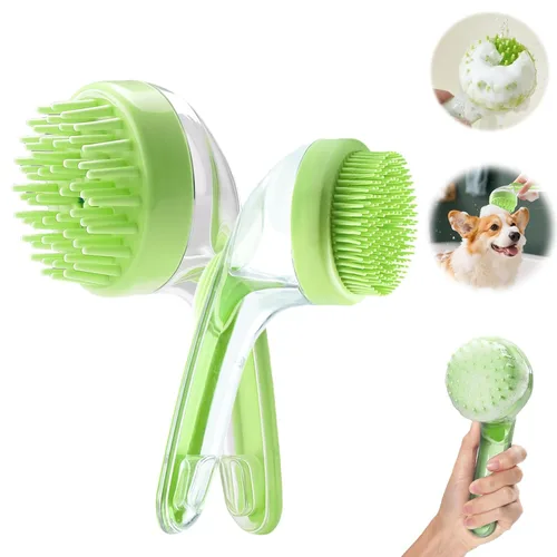 Vista 10 de Cepillo de baño para mascotas con dispensador de champú, cepillo de baño para perros y cepillo de masaje de aseo para perros y gatos, cepillo