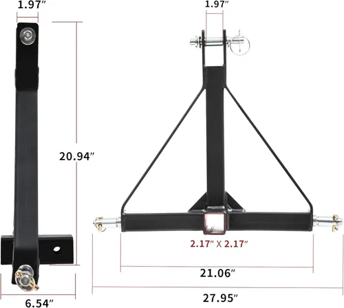 Vista 4 de YITAMOTOR Enganche de remolque receptor de 3 puntos de 2 pulgadas Categoría 1 Adaptador de barra de tracción de tractor resistente compatible