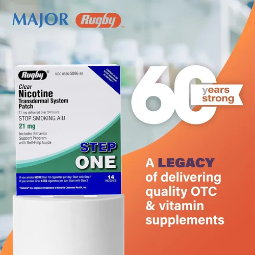 Vista 6 de Parches de nicotina transparente de rugby - Parche de sistema transdérmico de 21 mg - Ayuda para dejar de fumar o vapear - Paso 1 - 14