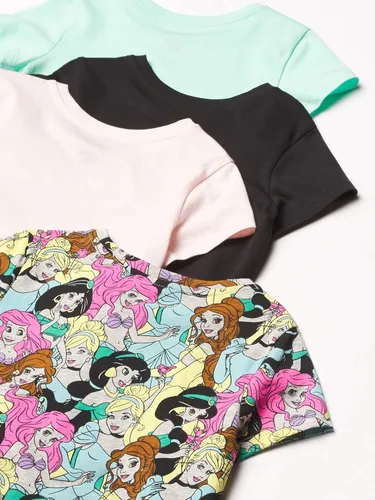 Vista 2 de Tienda Essentials Disney Marvel Star Wars Frozen Camisetas de manga corta para niñas y niños pequeños, multipaquetes