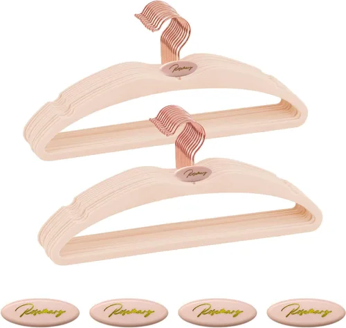 Vista 23 de ManGotree Perchas de terciopelo con gancho dorado giratorio de 360°, perchas de fieltro antideslizantes para trajes, colgador de ropa delgado que