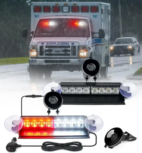 Vista 16 de Xprite Luces Estroboscópicas de Emergencia Ámbar para Tablero, Luz Intermitente Interior del Parabrisas con Ventosas para Camiones de Construcción