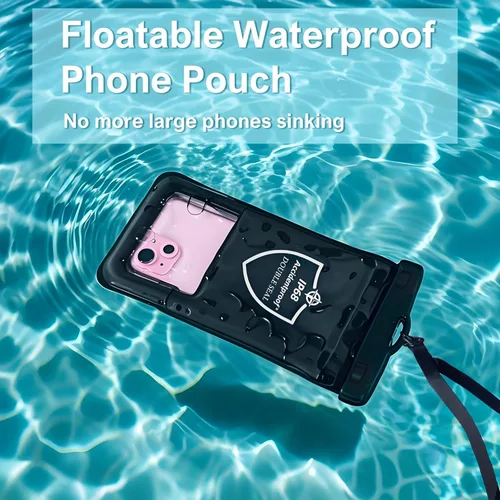 Vista 6 de AiRunTech Funda flotante impermeable para teléfono, funda de doble sellado con protector de cordón para iPhone 17, 16, 15, 14, 13, 12 Pro Max, bolsa