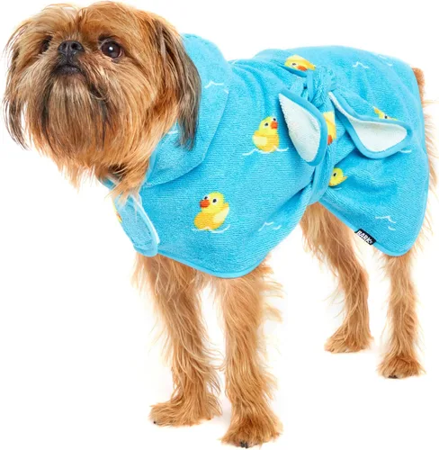Vista 62 de Bata de baño para perros Barkbox de secado rápido con cierre de gancho y bucle y atadura envolvente, ropa linda para perros, fácil de limpiar