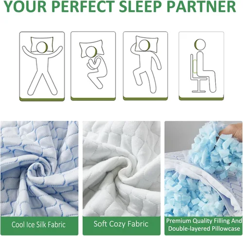 Vista 4 de Gehannah Almohada de Viaje - Paquete de 1 Almohada Grande Compresible para Acampar para Dormir - Espuma de Memoria Triturada con 1 Bolsa