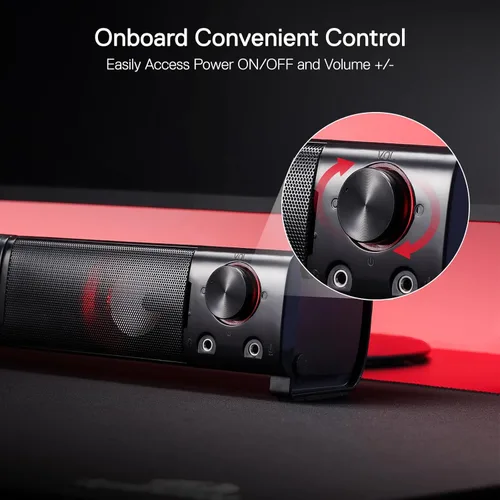 Vista 4 de Redragon GS550 - Altavoces para juegos de PC, barra de sonido de computadora de escritorio de 2.0 canales con tamaño maniobrable compacto, conector