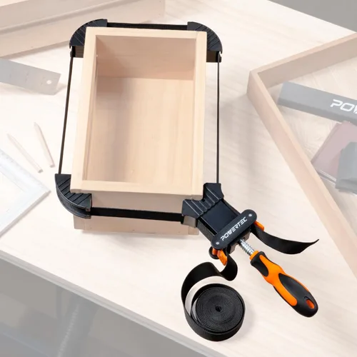 Vista 3 de POWERTEC Abrazaderas de correa para carpintería: abrazaderas de banda de liberación rápida con mango ergonómico, abrazadera ajustable para marco