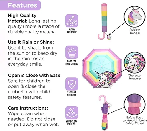 Vista 3 de addie & tate Conjunto de paraguas para niñas y niños y abrigos de lluvia para niños pequeños