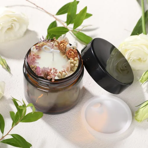 Vista 6 de Tarros de vidrio de 1 oz con tapas, paquete de 3 frascos de vidrio transparente pequeños con tapas, recipientes de maquillaje de vidrio vacíos