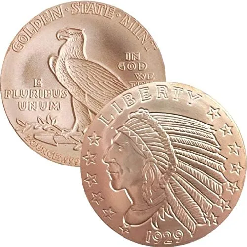 Vista 9 de Medallón de cobre puro .999 de 2 oz (calendario azteca)