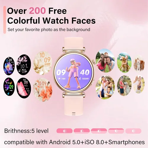 Vista 4 de Reloj inteligente para mujer (respuesta/hacer llamadas) 1.27 pulgadas HD Fitness Tracker Smartwatch compatible con Android iPhone teléfono