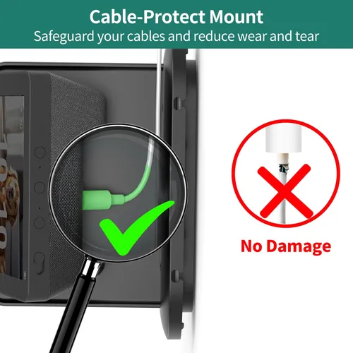 Vista 8 de HomeMount Echo Show 5 Soporte de Pared - Soporte de pared para hogar inteligente que ahorra espacio, compatible con Google Nest Hub y altavoces Negro