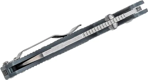 Vista 3 de Demko Knives AD 20.5 Shark Lock Folding Knife AUS10A AD20.5 Grivory Handle Shark Foot/Clip Point Blade (Grey Scale/Stonewash/Shark Foot)