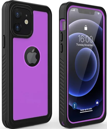 Vista 21 de Diverbox - Funda impermeable para iPhone 12, resistente al agua, a prueba de golpes, a prueba de polvo, IP68 de cuerpo entero, protector de pantalla