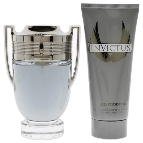 Vista 2 de Invictus by paco rabanne - Juego de regalo de 2 piezas de 3.4 onzas EDT en aerosol, champú completo de 3.4 onzas