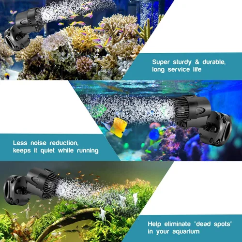 Vista 5 de AQQA Bomba Wave Maker, bomba de circulación de acuario de 530 GPH, bomba sumergible giratoria de 360 grados con base de succión magnética