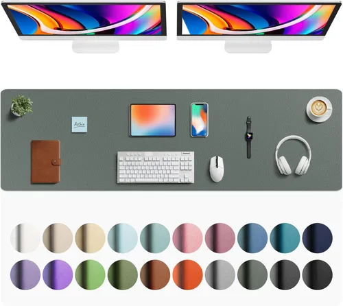 Vista 258 de Aothia - Protector de escritorio de cuero sintético, base para mouse y cubierta antideslizante, superficie impermeable para laptop y escritura