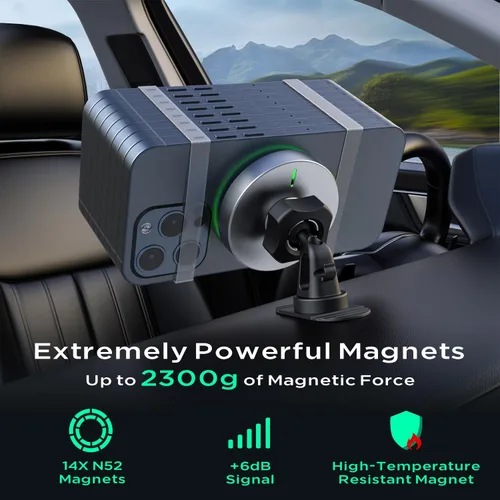 Vista 4 de Cargador de coche MagSafe, cargador inalámbrico magnético de 15 W, soporte de teléfono para salpicadero de ventilación de aire, soporte universal