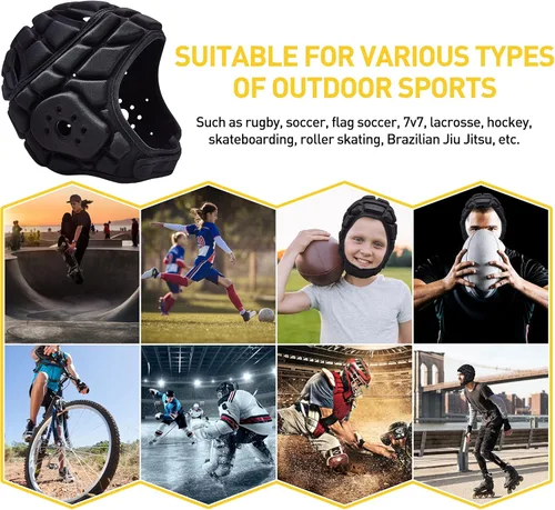 Vista 7 de COOLOMG Casco de Carcasa Suave para Flag Football Casco de Rugby 7v7 Gorra Scrum Protector de Cabeza Acolchado para Fútbol Ajustable para Jóvenes