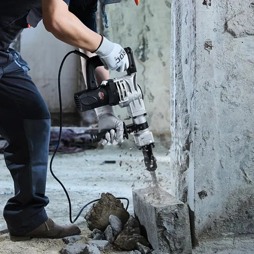 Vista 8 de VEVOR Martillo de demolición Jack Hammer, Martillo eléctrico de 1400W de servicio pesado, 2 piezas de cinceles para astillas con estuche, rompedor