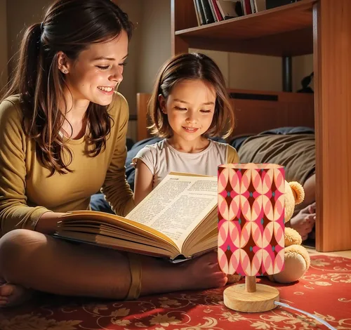 Vista 6 de Bedside Table Lamp 50s Mid Century Modern Seamless Dimmable Desk Lamp with Flaxen Fabric Shade Wood Base Nightstand Small Lamp for Bedroom Living