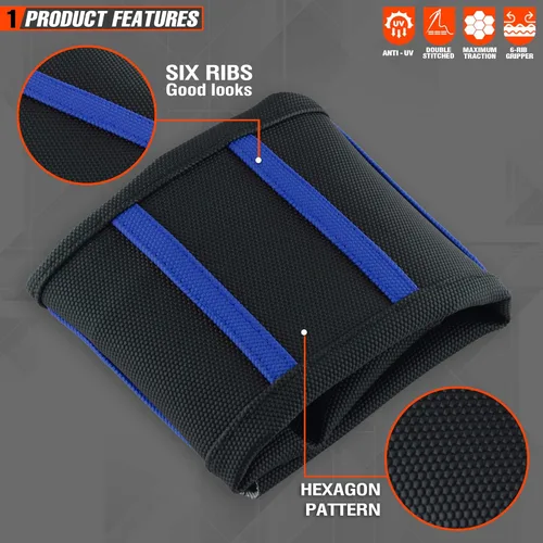 Vista 2 de Universal Funda de Asiento para Moto de Cross - Fundas de Asiento de Goma Suave Acanalada para Motocross Enduro Azul