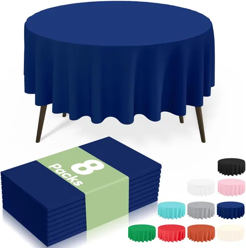 Vista 33 de misaya Paquete de 4 manteles desechables de plástico, mantel redondo impermeable de 84 pulgadas, a prueba de fugas y resistentes manteles Beige