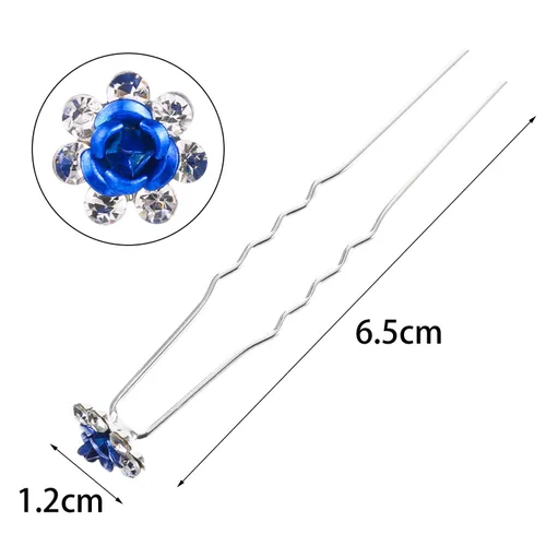 Vista 2 de Vpang 20 piezas de horquilla en forma de U con diamantes de imitación, horquilla para el cabello, accesorios para el cabello para bodas, fiestas