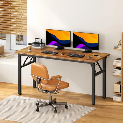 Vista 107 de DlandHome Escritorio plegable pequeño de 31.5 pulgadas, escritorio de computadora para oficina en casa, mesa plegable para espacios pequeños,