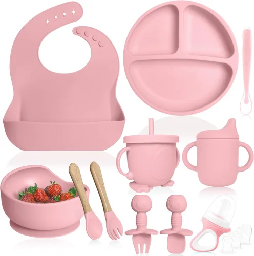 Vista 10 de Bluet B - Set de alimentación de bebé de silicona con chupete - Suministros de destete LED para bebés - Cucharas para bebés, cuenco de succión