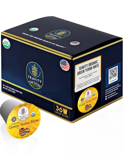 Vista 48 de Teavity - Cápsulas de té orgánico de manzanilla para Keurig - Cápsulas de té descafeinado - Manzanilla agradable (36 cápsulas de té)